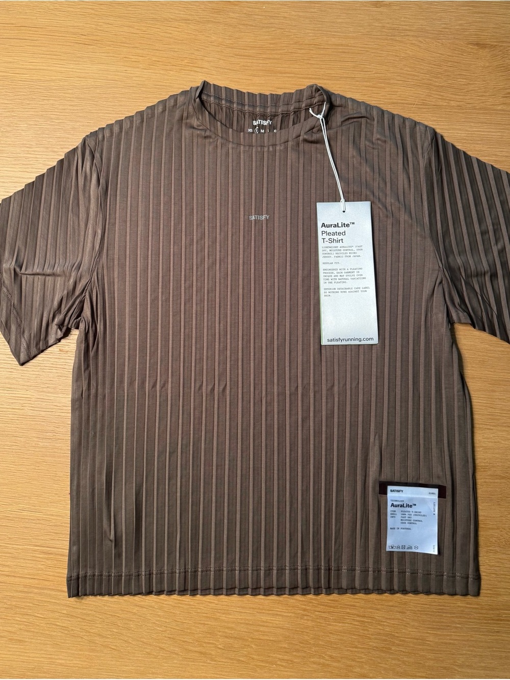 Satisfy Brown Pleated Short-Sleeve Shirt